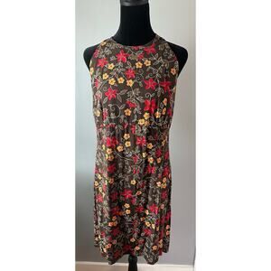 Ann Taylor Loft Brown Floral Halter Dress Size 10